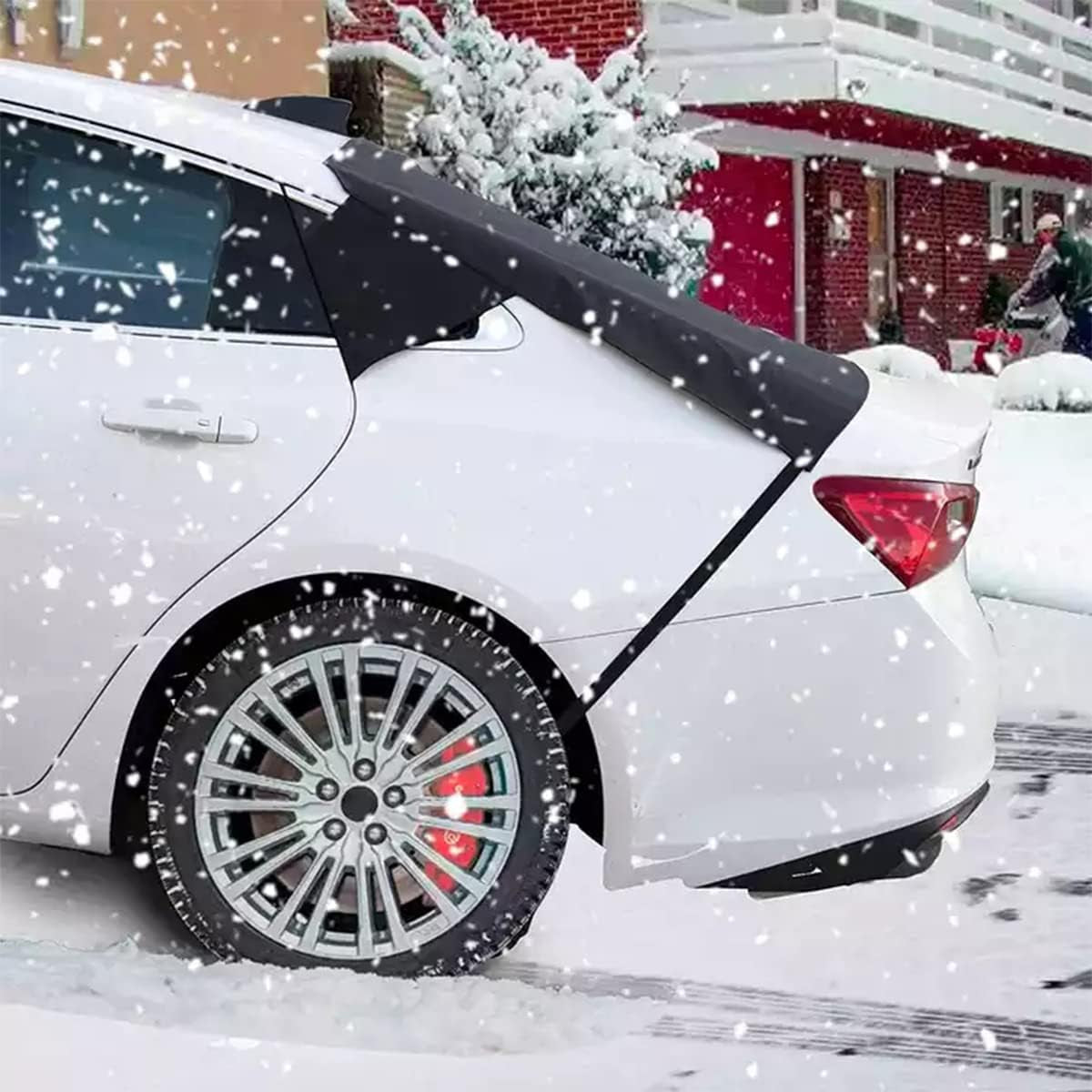 Car Rear Windshield Snow Ice Cover, Sun Shade and Frost Cover for Windscreen, Windproof Oxford Back Window Protection, Winter Exterior Accessories Universal SUV, Truck, Sedan,Van, Black