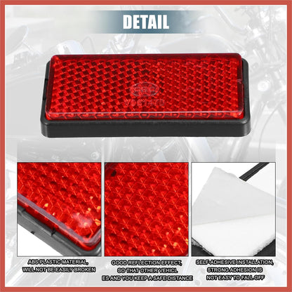 6 Pcs Rectangular Stick-On Safety Spoke Reflective Self Adhesive Reflector for Gate Posts Cars Trailer Motorcycle Trucks Boat Bicycle Bike Red Car Parts