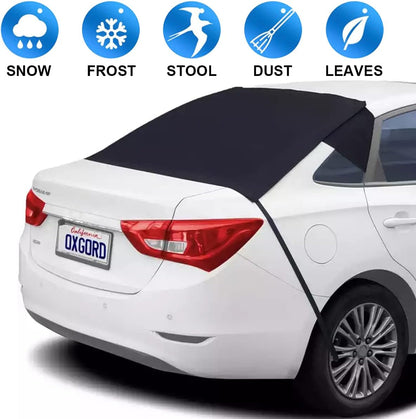 Car Rear Windshield Snow Ice Cover, Sun Shade and Frost Cover for Windscreen, Windproof Oxford Back Window Protection, Winter Exterior Accessories Universal SUV, Truck, Sedan,Van, Black
