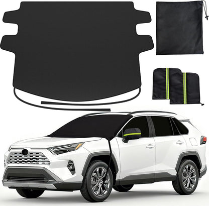 Upgraded Car Windshield Cover for Ice & Snow [All-Weather Protection] Magnetic Fit Weatherproof Frost Cover, Car Winter Accessories, Fit for Suvs, Trucks, Cars - Medium (69''X48'')