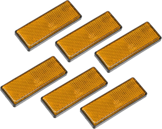 6 Pcs Rectangular Stick-On Safety Spoke Reflective Self Adhesive Reflector for Gate Posts Cars Trailer Motorcycle Trucks Boat Bicycle Bike Orange Car Parts