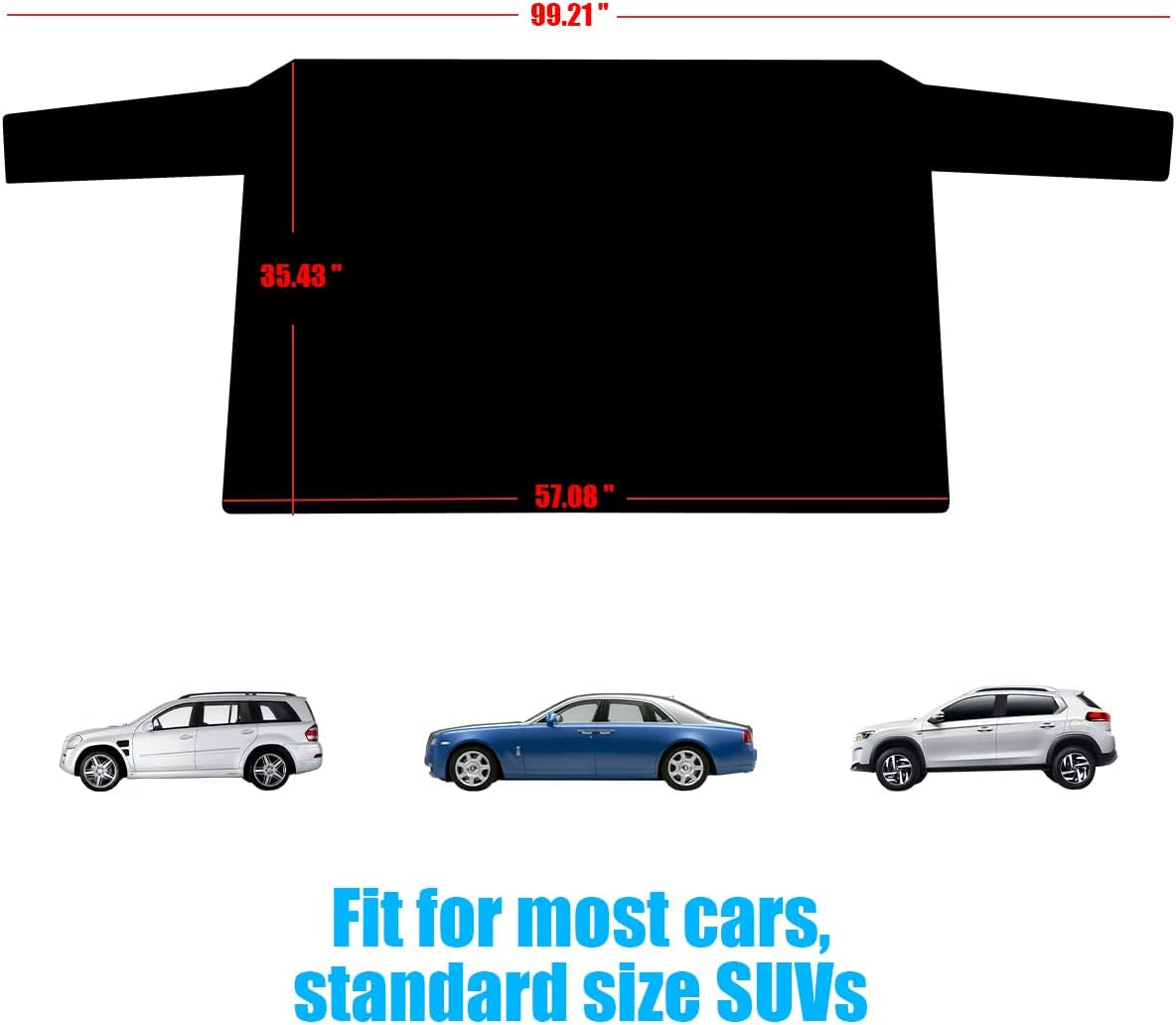 Car Rear Windshield Snow Ice Cover, Sun Shade and Frost Cover for Windscreen, Windproof Oxford Back Window Protection, Winter Exterior Accessories Universal SUV, Truck, Sedan,Van, Black