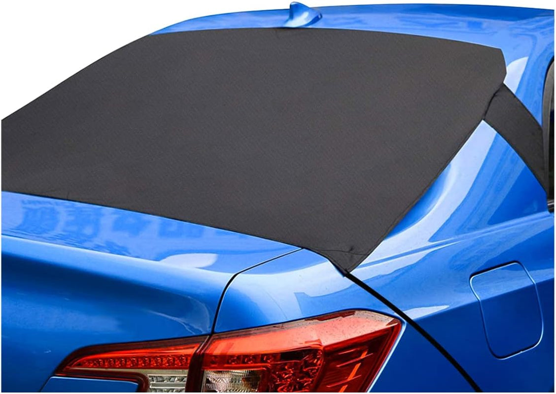 Car Rear Windshield Snow Ice Cover, Sun Shade and Frost Cover for Windscreen, Windproof Oxford Back Window Protection, Winter Exterior Accessories Universal SUV, Truck, Sedan,Van, Black