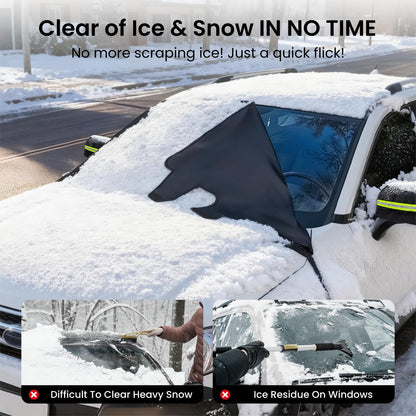 Upgraded Car Windshield Cover for Ice & Snow [All-Weather Protection] Magnetic Fit Weatherproof Frost Cover, Car Winter Accessories, Fit for Suvs, Trucks, Cars - Medium (69''X48'')