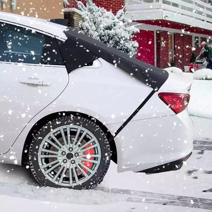 Car Rear Windshield Snow Ice Cover, Sun Shade and Frost Cover for Windscreen, Windproof Oxford Back Window Protection, Winter Exterior Accessories Universal SUV, Truck, Sedan,Van, Black