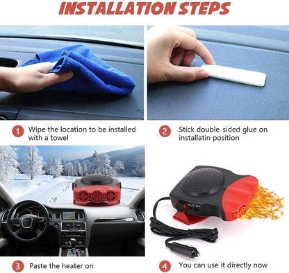 Portable Car Heater 12V 150W Car Defroster Windshield Defogger,3 in 1 Car Heater Fast Heating & Cooling & Air Purify Plug in Cigarette Lighter for All Car（Red）