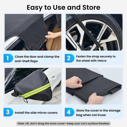 Upgraded Car Windshield Cover for Ice & Snow [All-Weather Protection] Magnetic Fit Weatherproof Frost Cover, Car Winter Accessories, Fit for Suvs, Trucks, Cars - Medium (69''X48'')