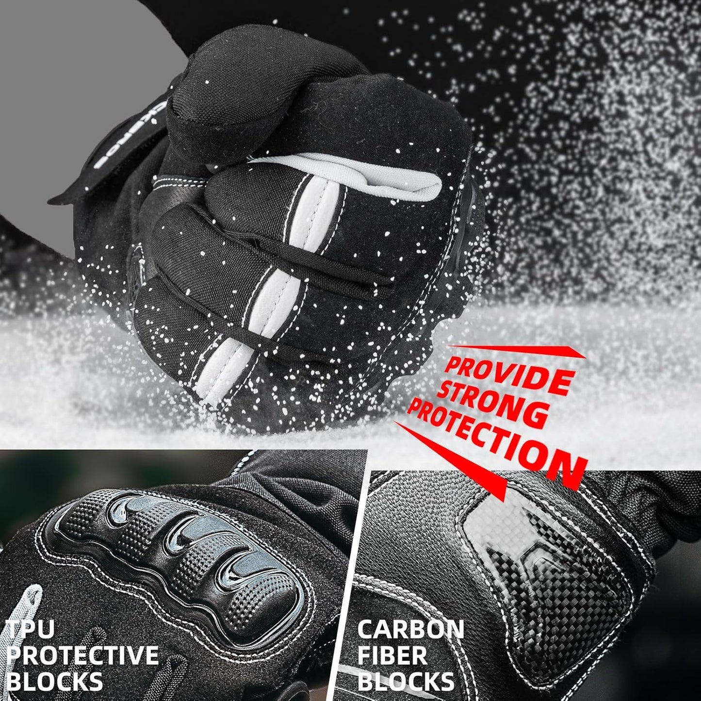 Motorcycle Gloves, Winter Motorcycle Gloves with Touchscreen, Thermal Windproof Gloves for Motorcycle, ATV, Snowmobile