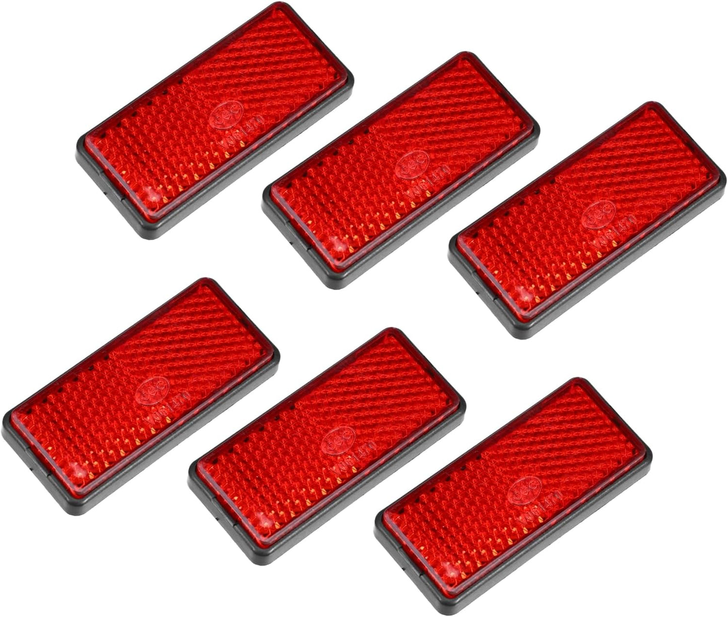 6 Pcs Rectangular Stick-On Safety Spoke Reflective Self Adhesive Reflector for Gate Posts Cars Trailer Motorcycle Trucks Boat Bicycle Bike Red Car Parts