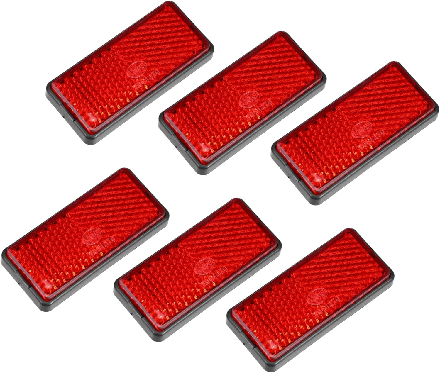 6 Pcs Rectangular Stick-On Safety Spoke Reflective Self Adhesive Reflector for Gate Posts Cars Trailer Motorcycle Trucks Boat Bicycle Bike Red Car Parts